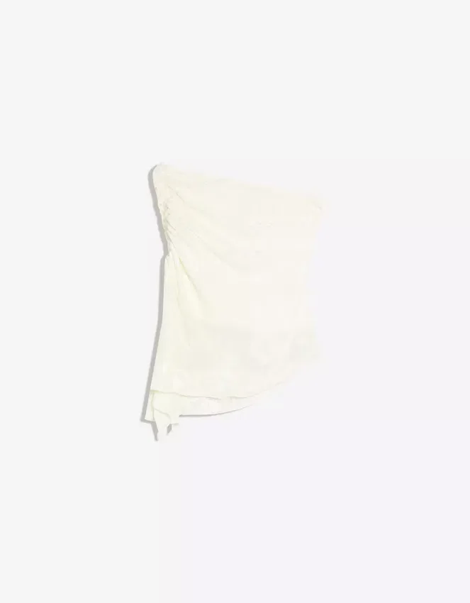 Asymmetric Bandeau Top with Ruched Velvet Print Asymmetric Bandeau Top with Ruched Velvet Print