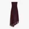 Asymmetric Lace Tulle Bandeau Midi Dress Asymmetric Lace Tulle Bandeau Midi Dress