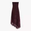 Asymmetric Lace Tulle Bandeau Midi Dress Asymmetric Lace Tulle Bandeau Midi Dress