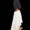 Asymmetric Long Skirt with Lace Trim Asymmetric Long Skirt with Lace Trim