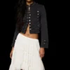 Asymmetric Long Skirt with Lace Trim Asymmetric Long Skirt with Lace Trim
