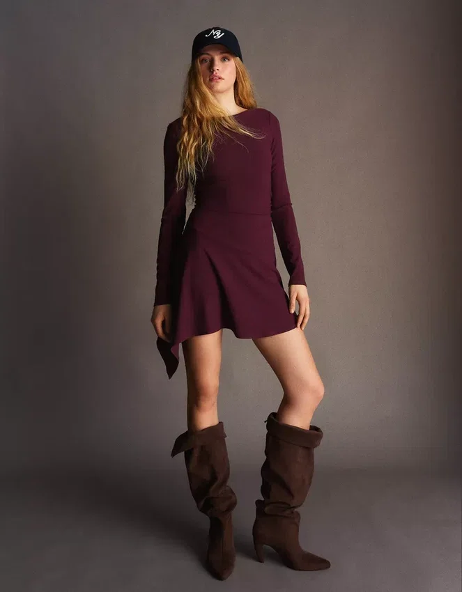 Asymmetric Long Sleeve Mini Dress with a Flared Hem – Dresses and Jumpsuits Asymmetric Long Sleeve Mini Dress with a Flared Hem – Dresses and Jumpsuits
