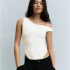Asymmetric Ruched Strappy Bodysuit Asymmetric Ruched Strappy Bodysuit