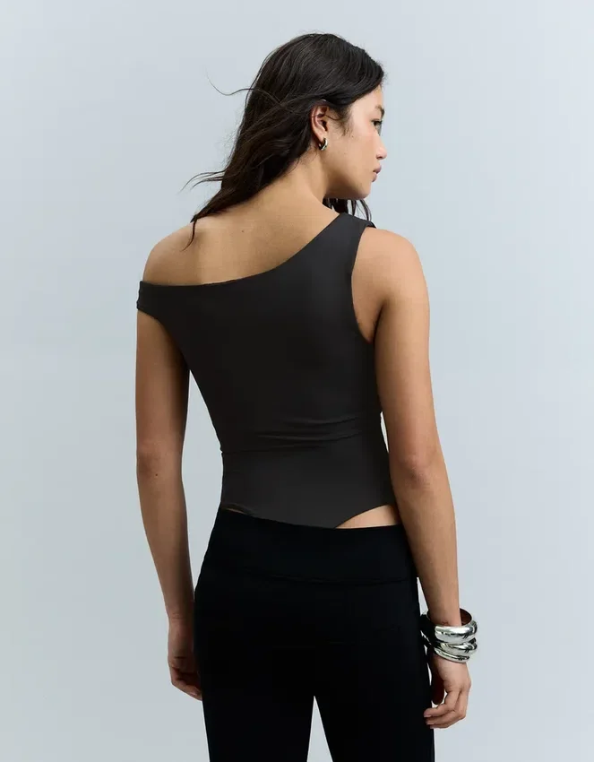 Asymmetric Ruched Strappy Bodysuit Asymmetric Ruched Strappy Bodysuit