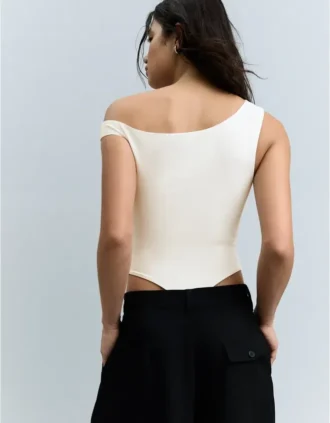Asymmetric Ruched Strappy Bodysuit