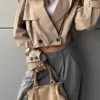 Balloon Effect Cropped Trench Coat