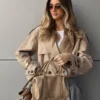 Balloon Effect Cropped Trench Coat