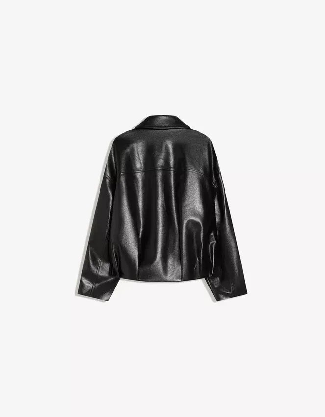 Belted Faux Leather Bomber Jacket – Jackets and Trench – Women Belted Faux Leather Bomber Jacket – Jackets and Trench – Women