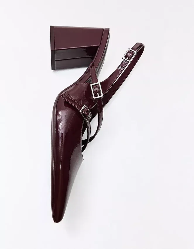 Block Heel Slingback Shoes with Buckles – Heeled Shoes Block Heel Slingback Shoes with Buckles – Heeled Shoes