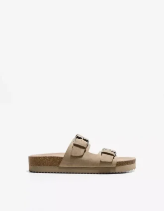 Buckled Flat Slider Sandals – Shoes