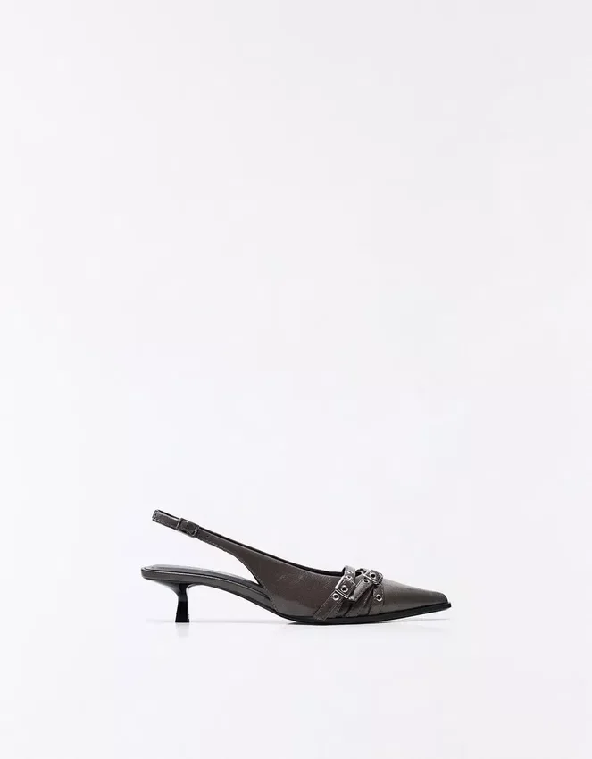 Buckled Slingback Kitten-Heel Shoes Buckled Slingback Kitten-Heel Shoes