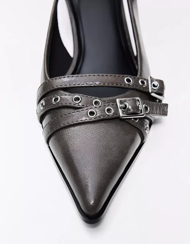 Buckled Slingback Kitten-Heel Shoes Buckled Slingback Kitten-Heel Shoes