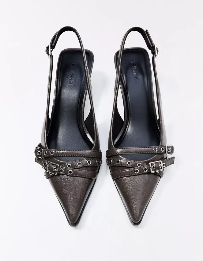 Buckled Slingback Kitten-Heel Shoes Buckled Slingback Kitten-Heel Shoes
