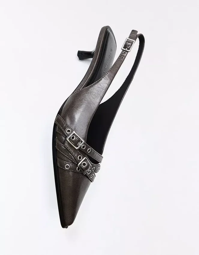 Buckled Slingback Kitten-Heel Shoes – Heeled Shoes Buckled Slingback Kitten-Heel Shoes – Heeled Shoes