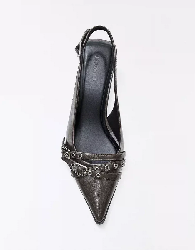 Buckled Slingback Kitten-Heel Shoes – Heeled Shoes Buckled Slingback Kitten-Heel Shoes – Heeled Shoes