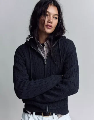 Cable Knit Zip-Up Cardigan – Sweaters and Cardigans