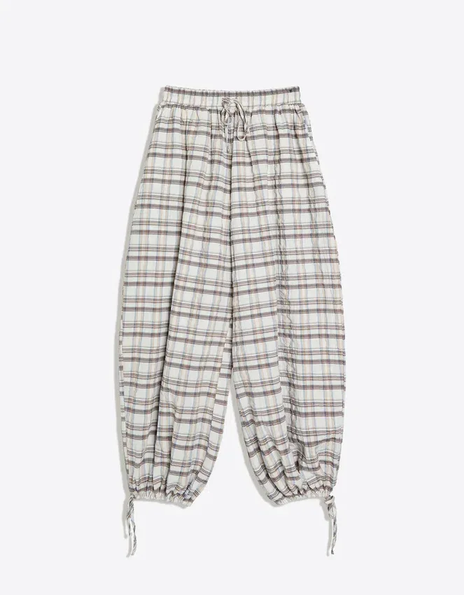 Checked Drop Crotch Pants Checked Drop Crotch Pants
