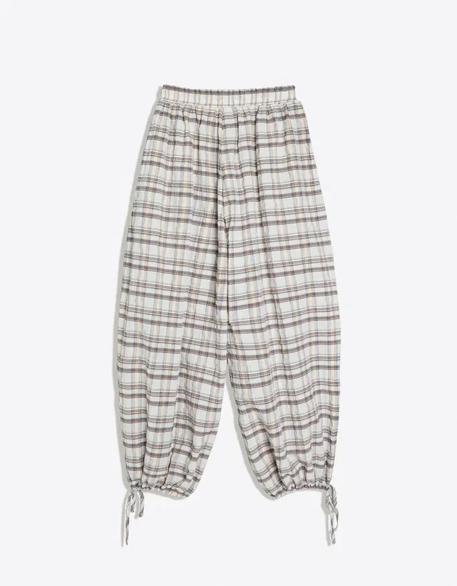 Checked Drop Crotch Pants Checked Drop Crotch Pants