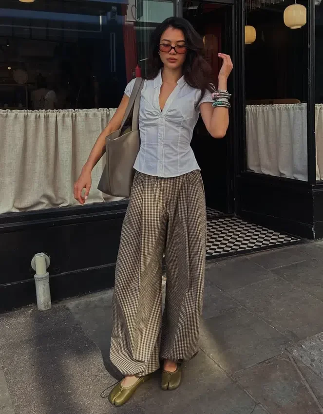 Checked Parachute Trousers – #Bershkastyle – Women Checked Parachute Trousers – #Bershkastyle – Women