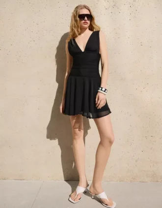 Chiffon Flounce Mini Dress