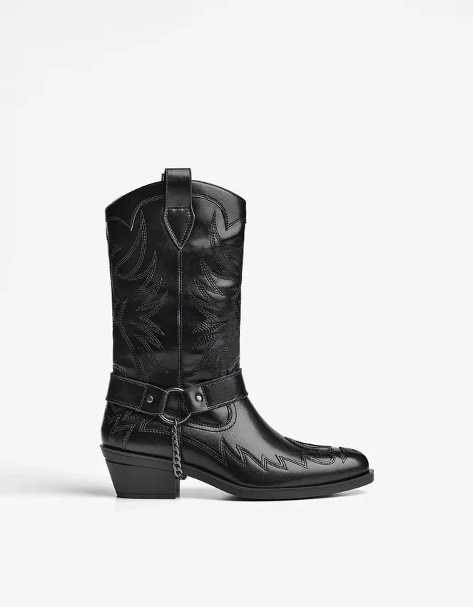 Cowboy Boot with Chain Detail – Ankle Boots – Men Cowboy Boot with Chain Detail – Ankle Boots – Men