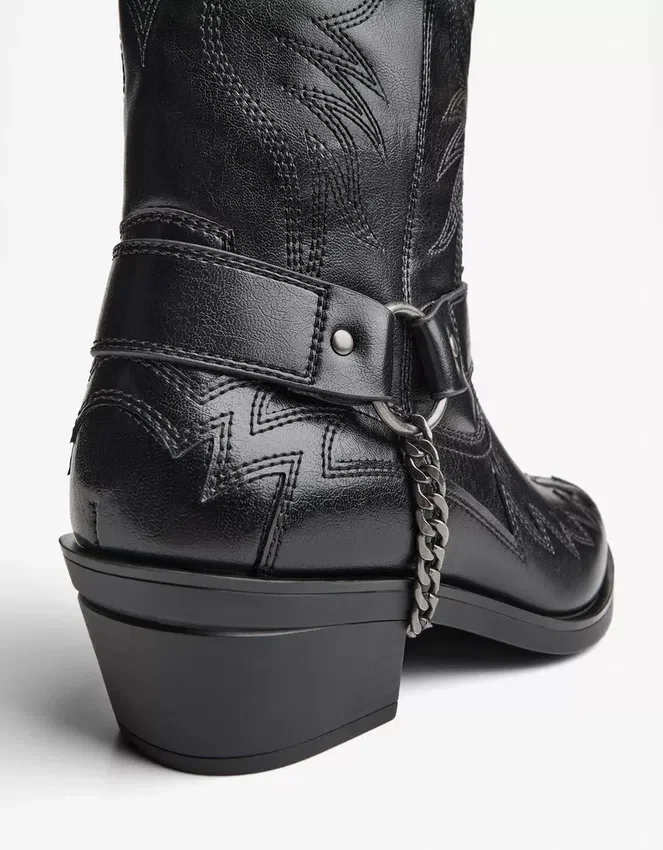 Cowboy Boot with Chain Detail – Ankle Boots – Men Cowboy Boot with Chain Detail – Ankle Boots – Men