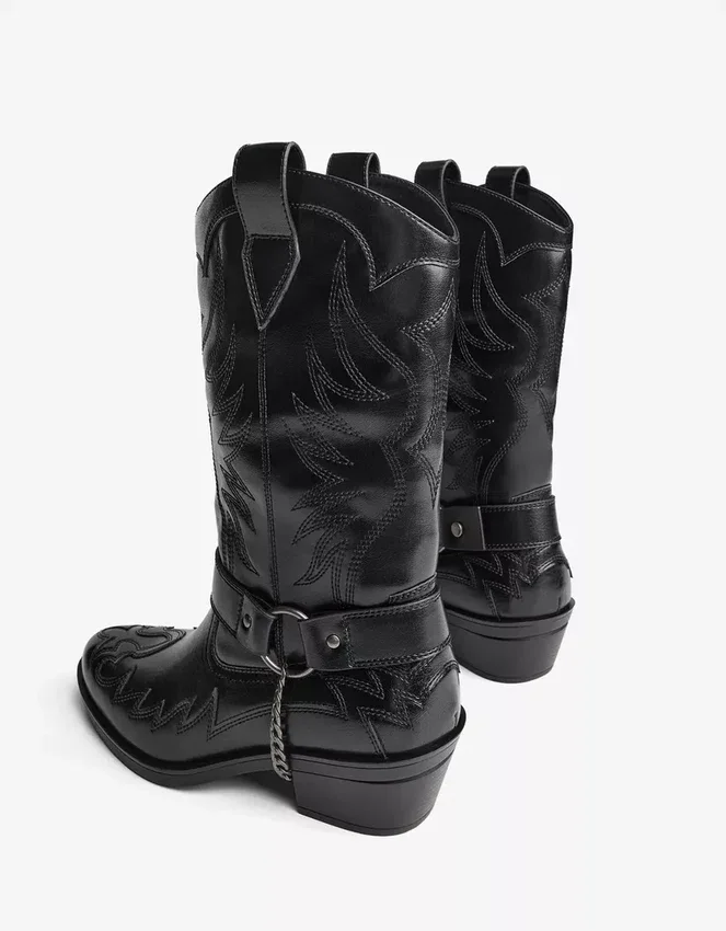 Cowboy Boot with Chain Detail – Ankle Boots – Men Cowboy Boot with Chain Detail – Ankle Boots – Men