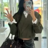 Cropped Balloon-Effect Trench Coat