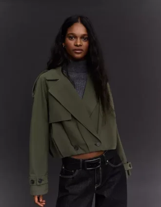 Cropped Balloon-Effect Trench Coat – Jackets and Trench