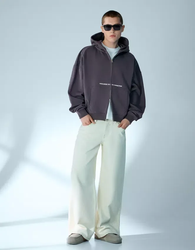Cropped Boxy Fit Zip-Up Sweatshirt with Print – Sweatshirts & Hoodies Cropped Boxy Fit Zip-Up Sweatshirt with Print – Sweatshirts & Hoodies