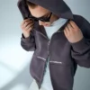 Cropped Boxy Fit Zip-Up Sweatshirt with Print – Sweatshirts & Hoodies Cropped Boxy Fit Zip-Up Sweatshirt with Print – Sweatshirts & Hoodies