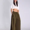 Darted Trousers with Turn-Up Waist Darted Trousers with Turn-Up Waist