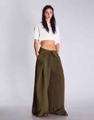 Darted Trousers with Turn-Up Waist