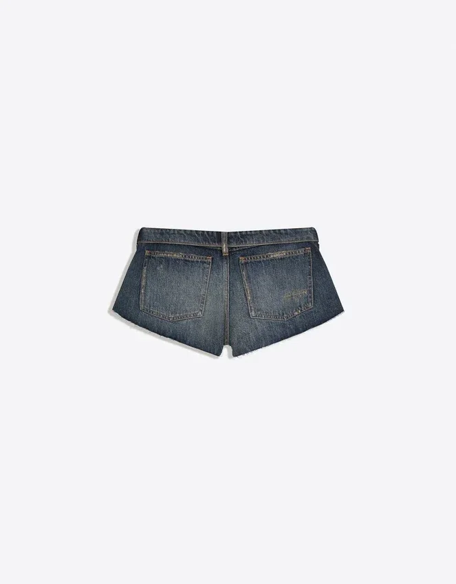 Denim Mini Shorts with Folded Waist Denim Mini Shorts with Folded Waist