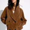 Double-Breasted Leather Suede Jacket – Jackets and Trench