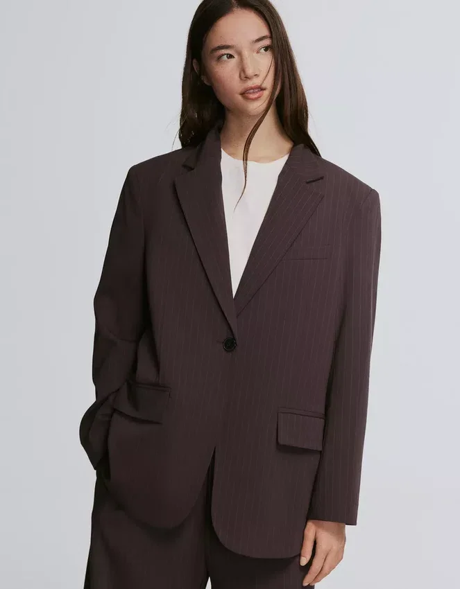 Double-Breasted Striped Blazer – Jackets and Trench Double-Breasted Striped Blazer – Jackets and Trench
