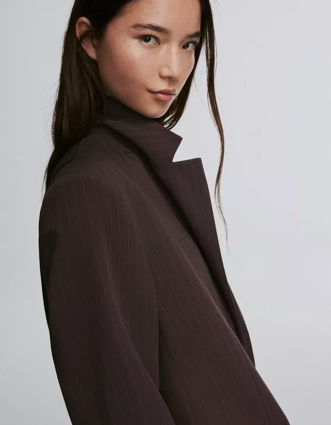 Double-Breasted Striped Blazer – Jackets and Trench Double-Breasted Striped Blazer – Jackets and Trench