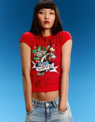 Ed Hardy X Bershka Short Sleeve Print T-Shirt