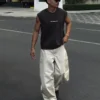 Embroidered Sleeveless T-Shirt Embroidered Sleeveless T-Shirt