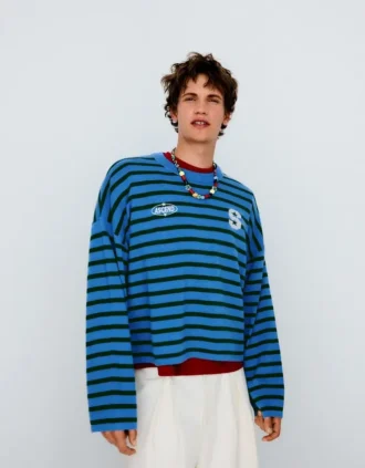 Embroidered Striped Boxy Fit Sweater – Sweaters and Cardigans