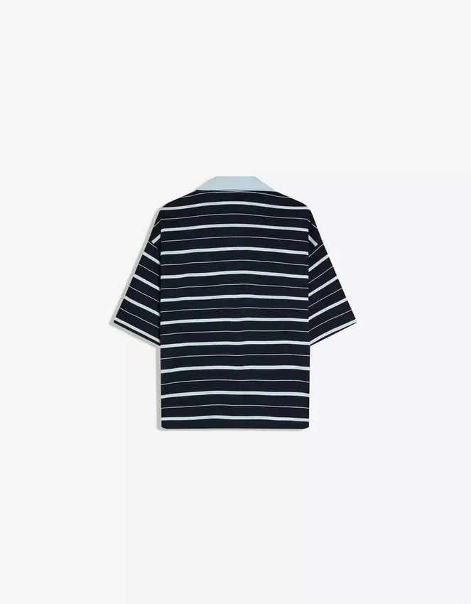 Embroidered Striped Short Sleeve Polo Shirt Embroidered Striped Short Sleeve Polo Shirt