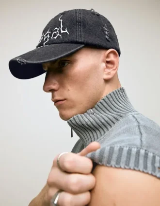 Faded-Effect Denim Cap – Accessories