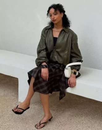 Faux Leather Balloon Jacket