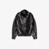 Faux Leather Funnel Collar Jacket