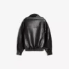 Faux Leather Funnel Collar Jacket