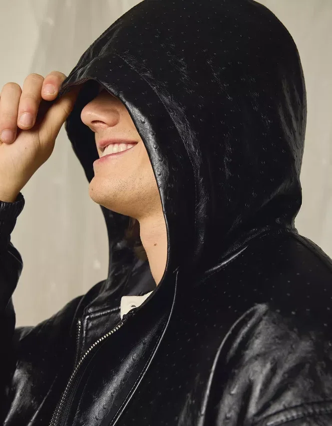 Faux Leather Jacket with Hood – Jackets Faux Leather Jacket with Hood – Jackets