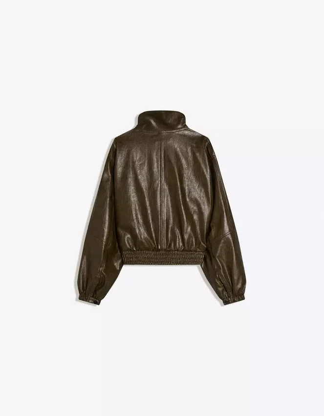 Faux Leather Jacket with Lapels – Jackets and Trench Faux Leather Jacket with Lapels – Jackets and Trench
