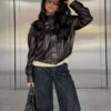 Faux Leather Pleated Jacket – Jackets and Trench Faux Leather Pleated Jacket – Jackets and Trench