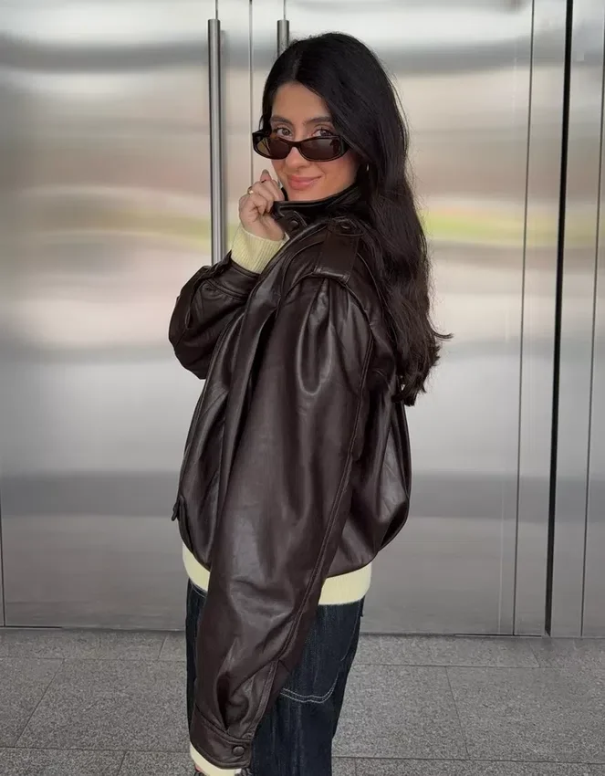 Faux Leather Pleated Jacket – Jackets and Trench Faux Leather Pleated Jacket – Jackets and Trench