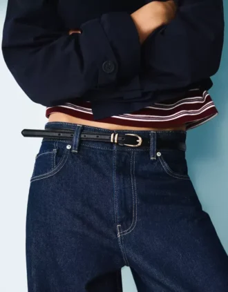Faux Leather Topstitched Belt – Accessories Faux Leather Topstitched Belt – Accessories